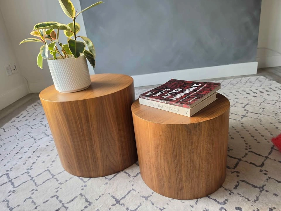 Walnut Round Nesting Side Tables – Mid-Century Modern Set of 2 - photo 2