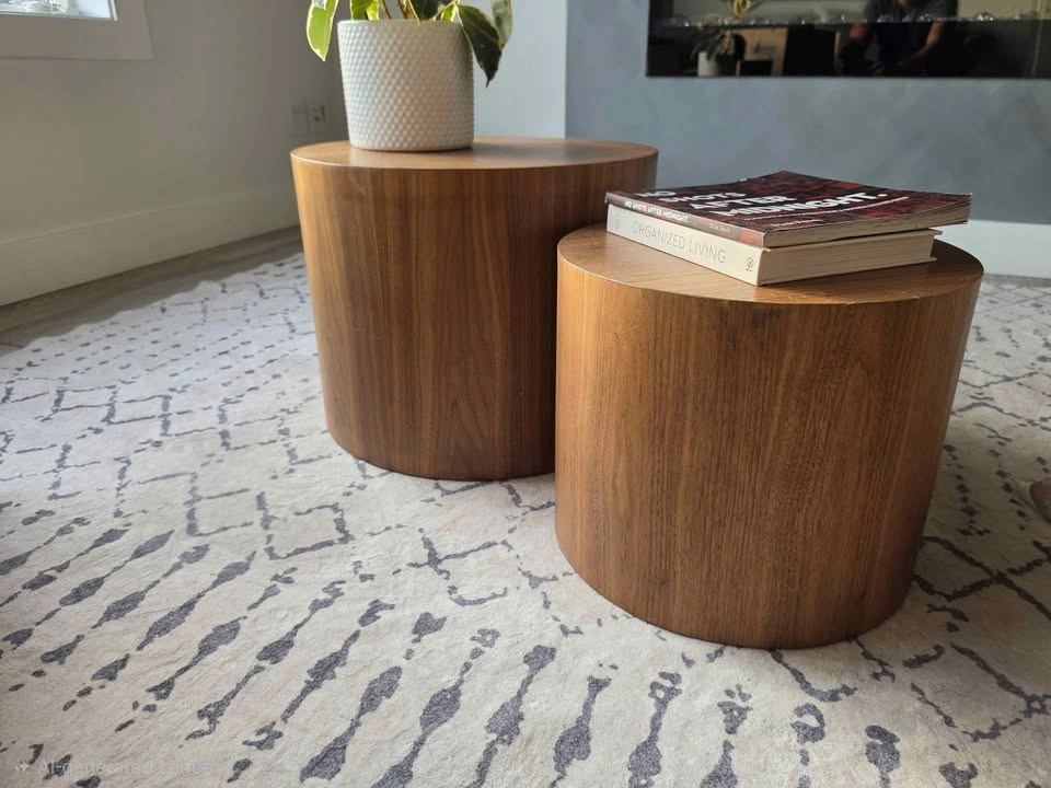 Walnut Round Nesting Side Tables – Mid-Century Modern Set of 2 - photo 3