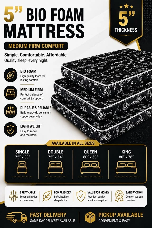 Mattress Sale 5” Foam Mattress – Comfortable & Affordable | All - photo 2