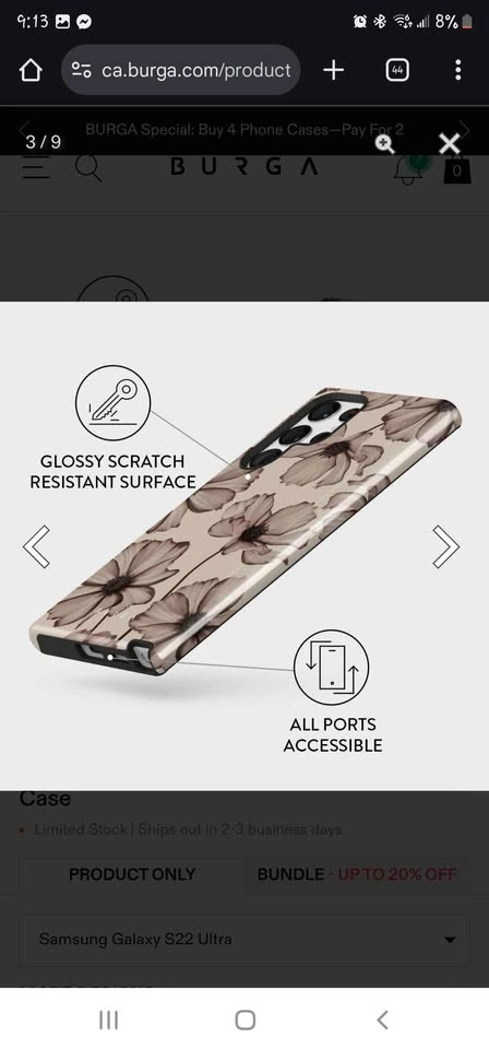 BURGA Phone Case for Samsung Galaxy S22 Ultra - Floral - photo 3