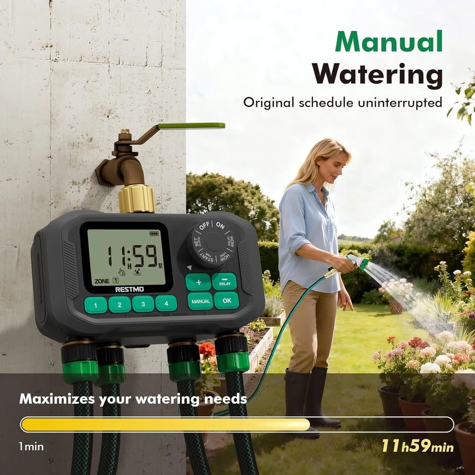 RESTMO 4-Zone Remote Control Sprinkler Timer System - photo 3