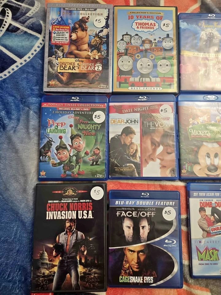 Blu-ray & DVD Movies (Double Feature) - $5 Each