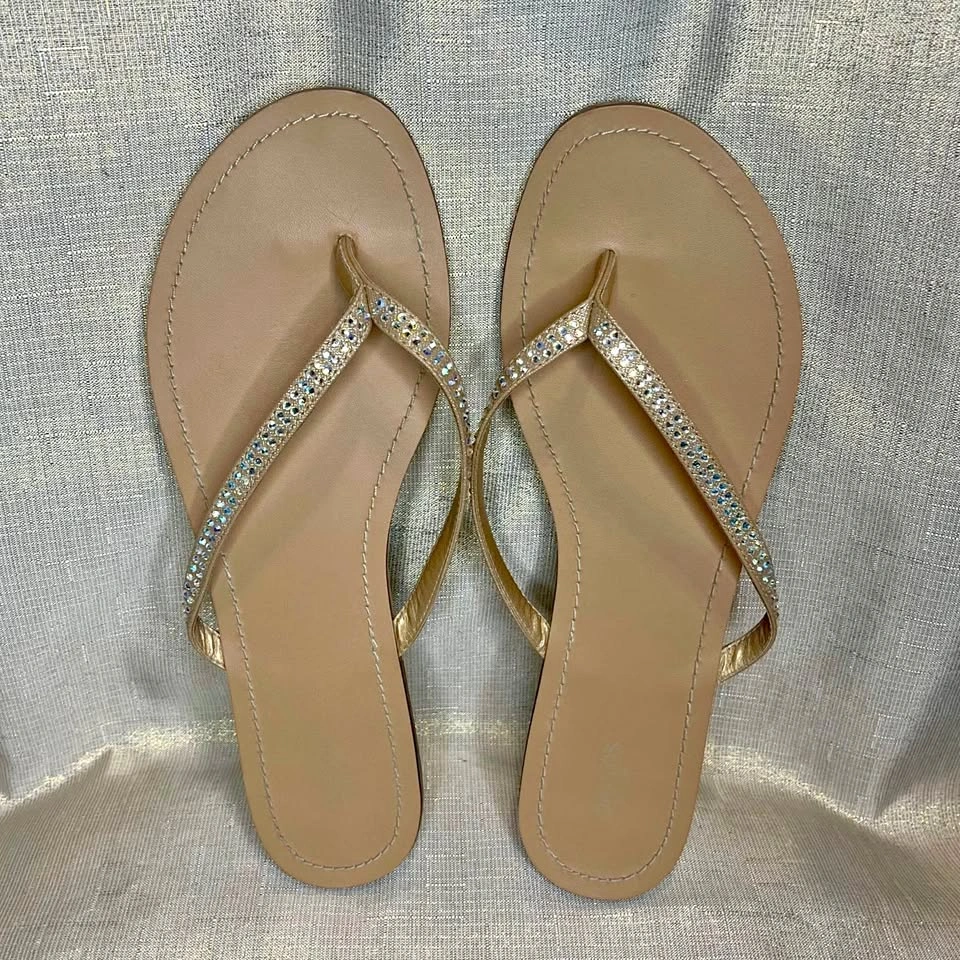 Rhinestone Flip Flops - Women’s Size 10