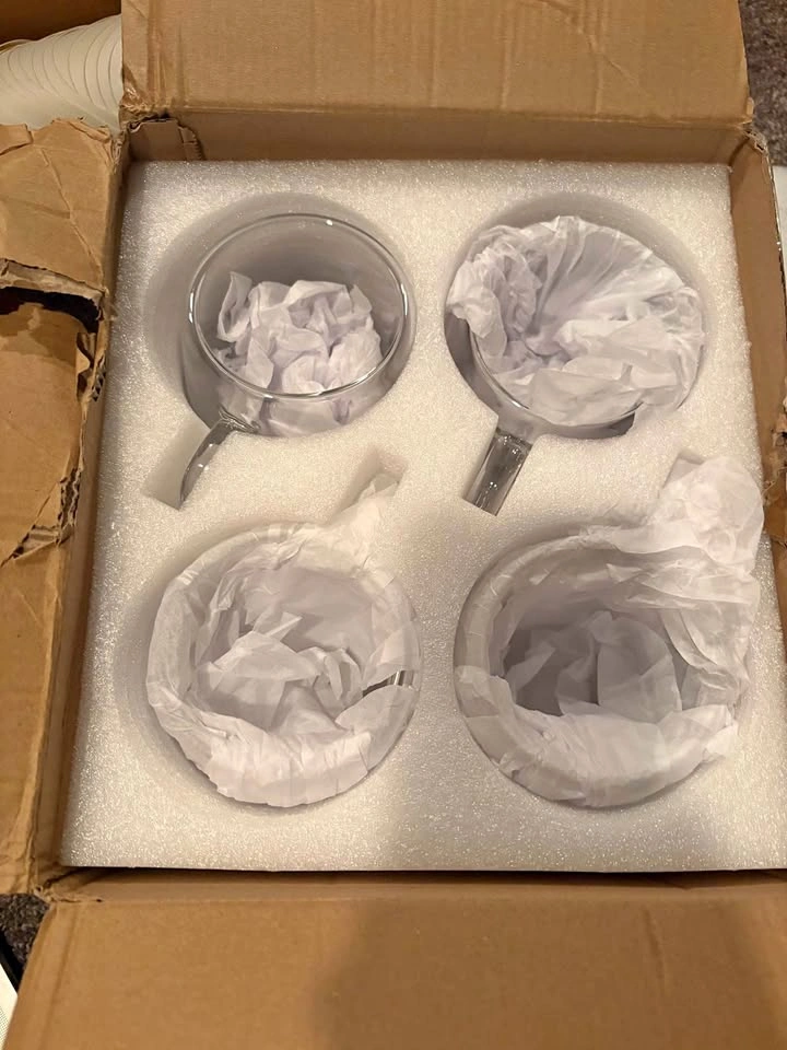 Brand New 4 Double-Walled Glass Coffee Mugs