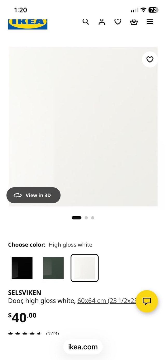 3 Ikea SELSVIKEN Cabinet Doors, High Gloss White with hinges - photo 4