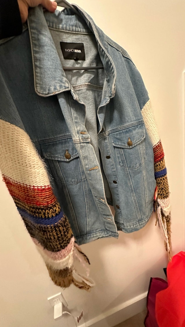 Denim Jacket Knit Sleeves