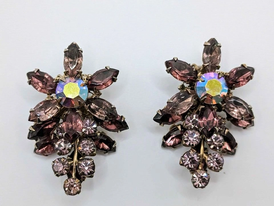 VTG Clip-on earrings, Lavender Aurora Borealis Crystal
