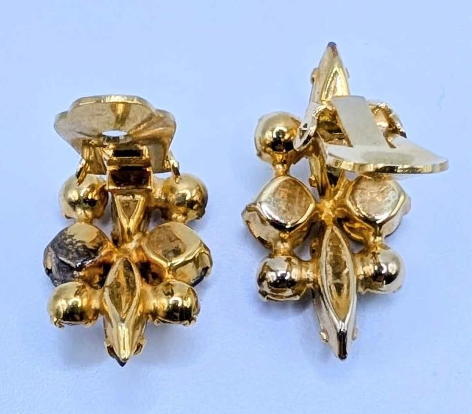 MCM Unsigned Amber Waterfall Crystal Brooch & Earring Set - photo 4