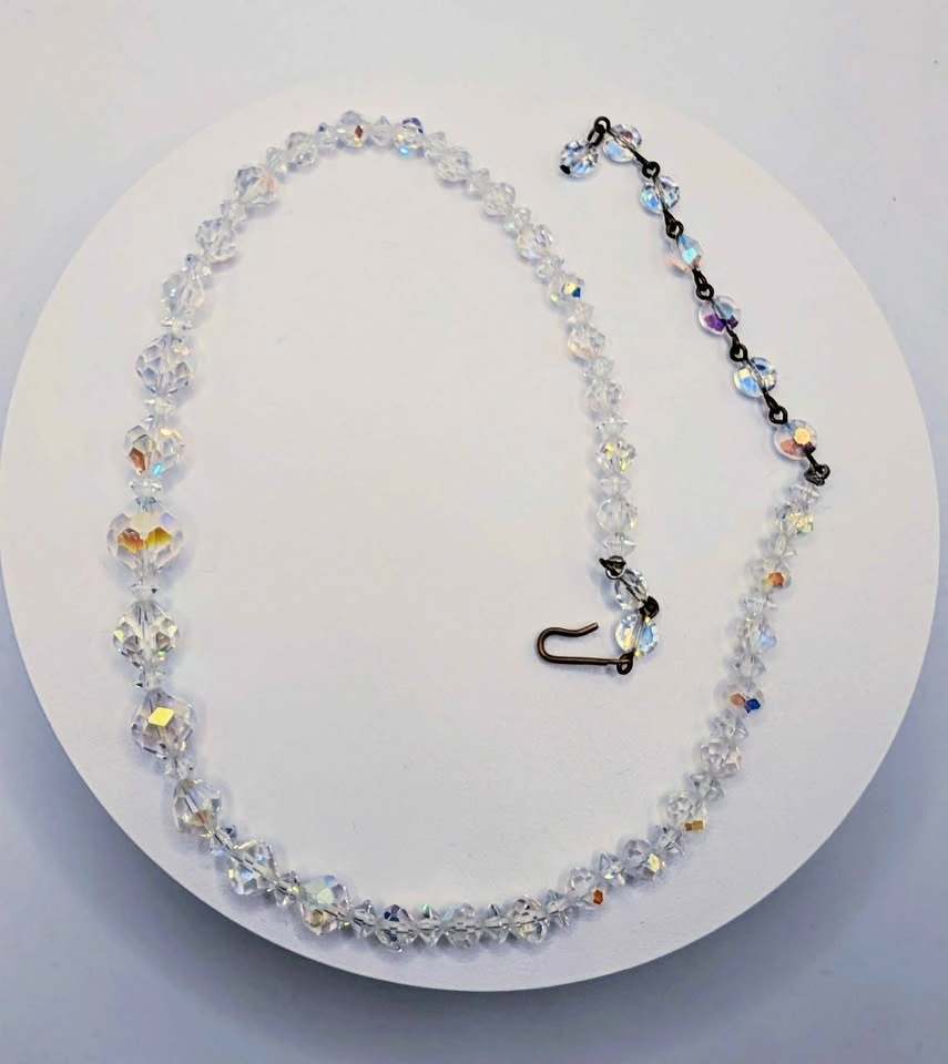 VTG Clear Aurora Borealis Beaded Crystal Necklace - photo 2