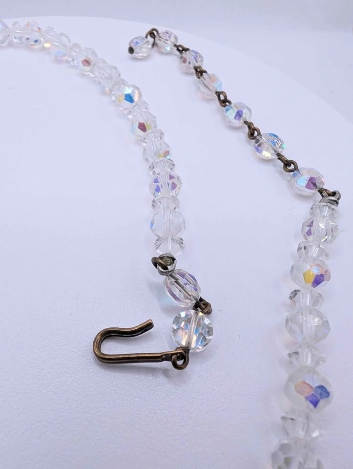 VTG Clear Aurora Borealis Beaded Crystal Necklace - photo 3