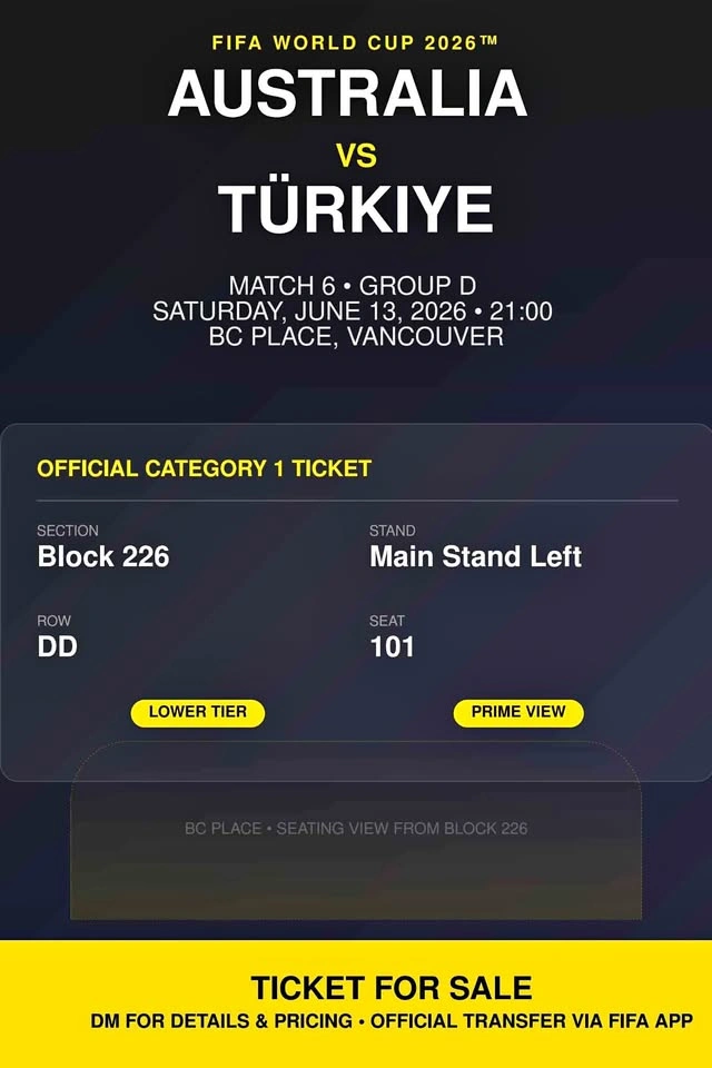FIFA World Cup 2026 - Australia vs Türkiye - Category 1 (Vancouv