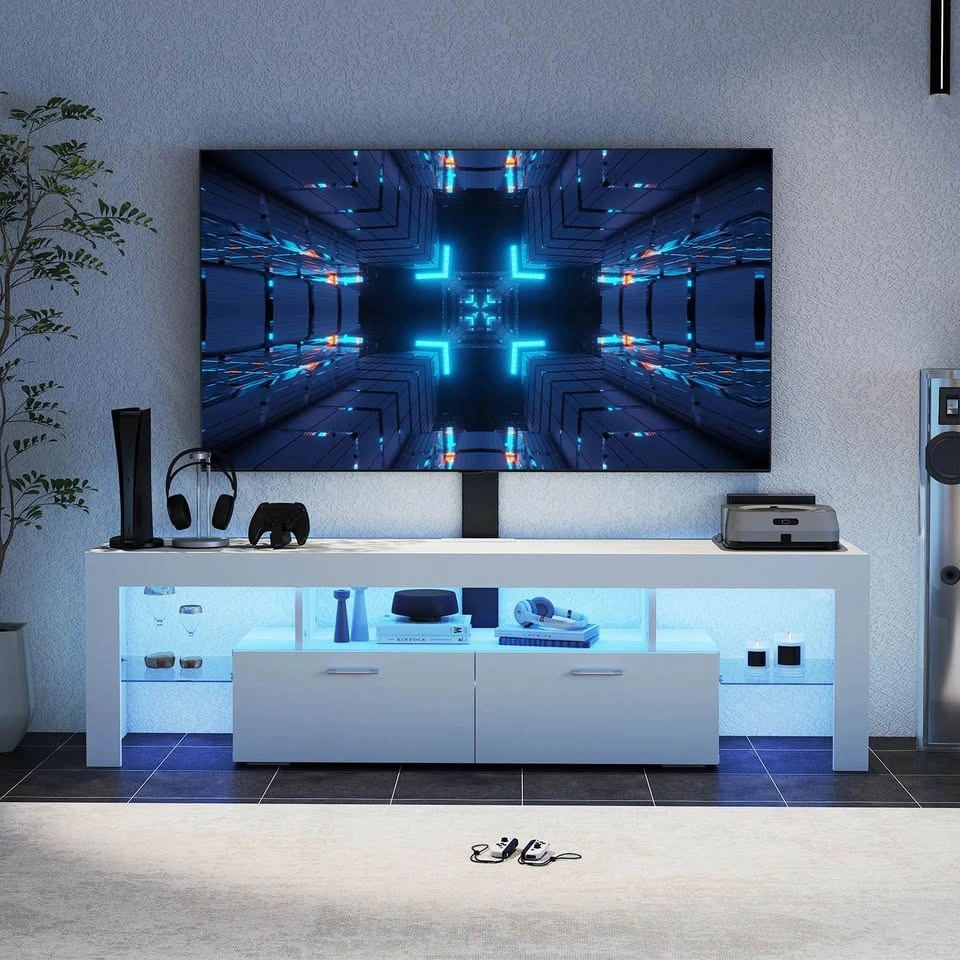 Lamtor TV Stand with Mount (Up to 75”) – White - photo 2