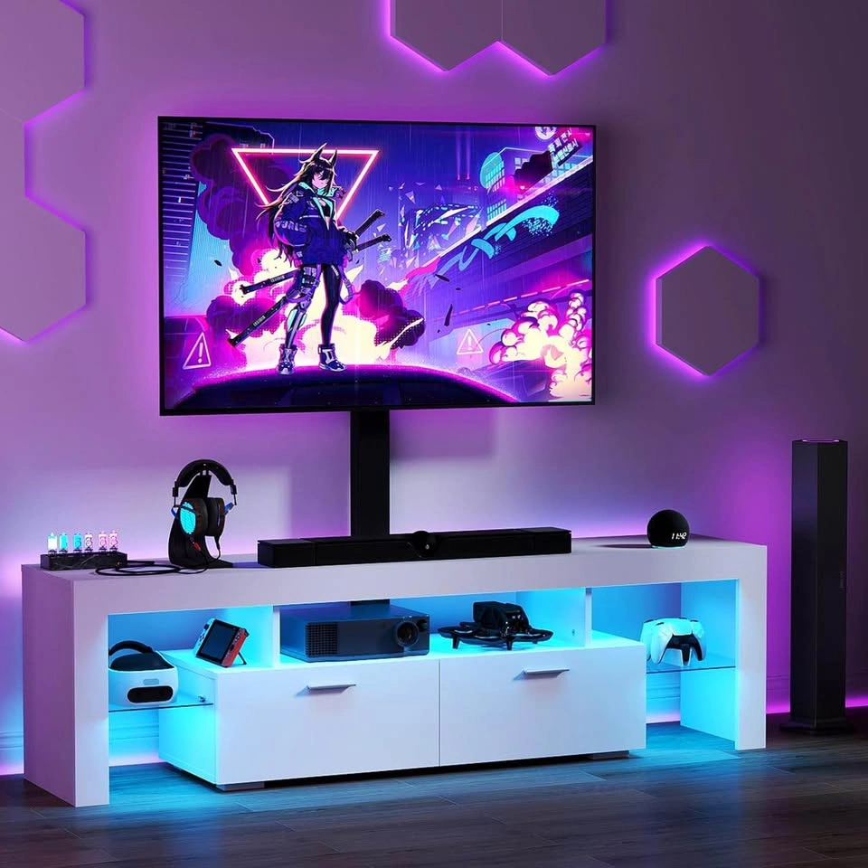 Lamtor TV Stand with Mount (Up to 75”) – White - photo 3