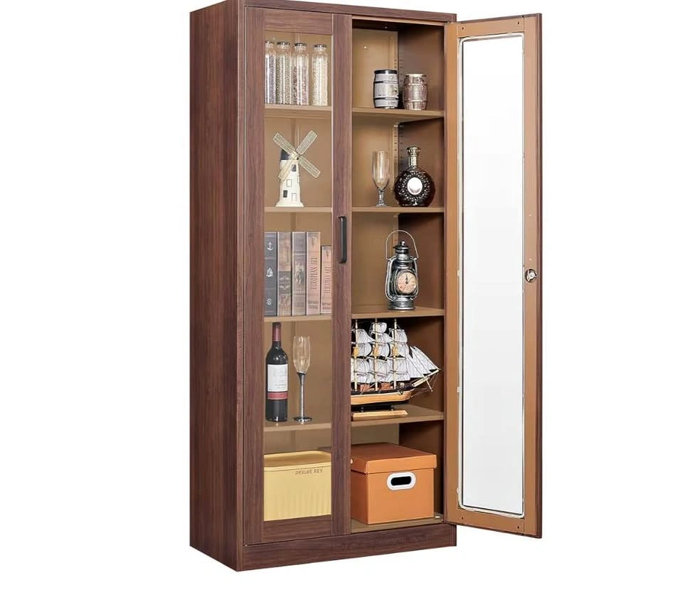 Glass Display Cabinet with Doors & 4 Shelves - Brand New
