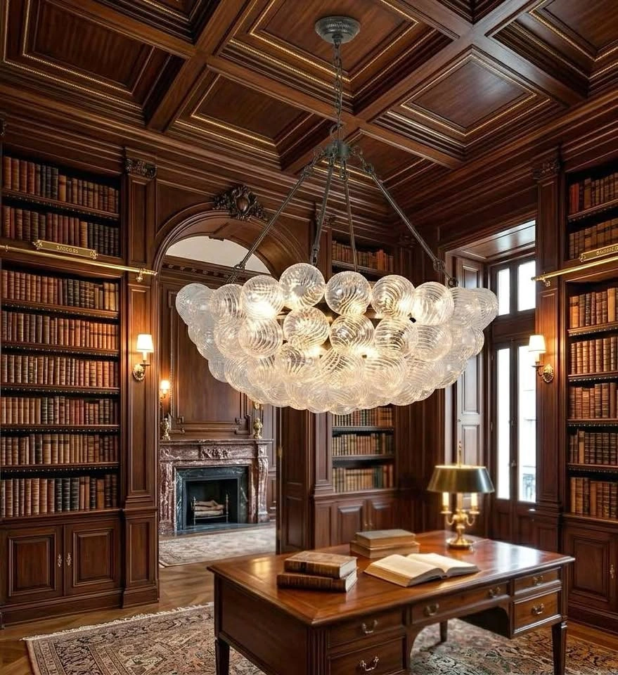 Modern Black Glass Bubble Chandelier - 76 Lights