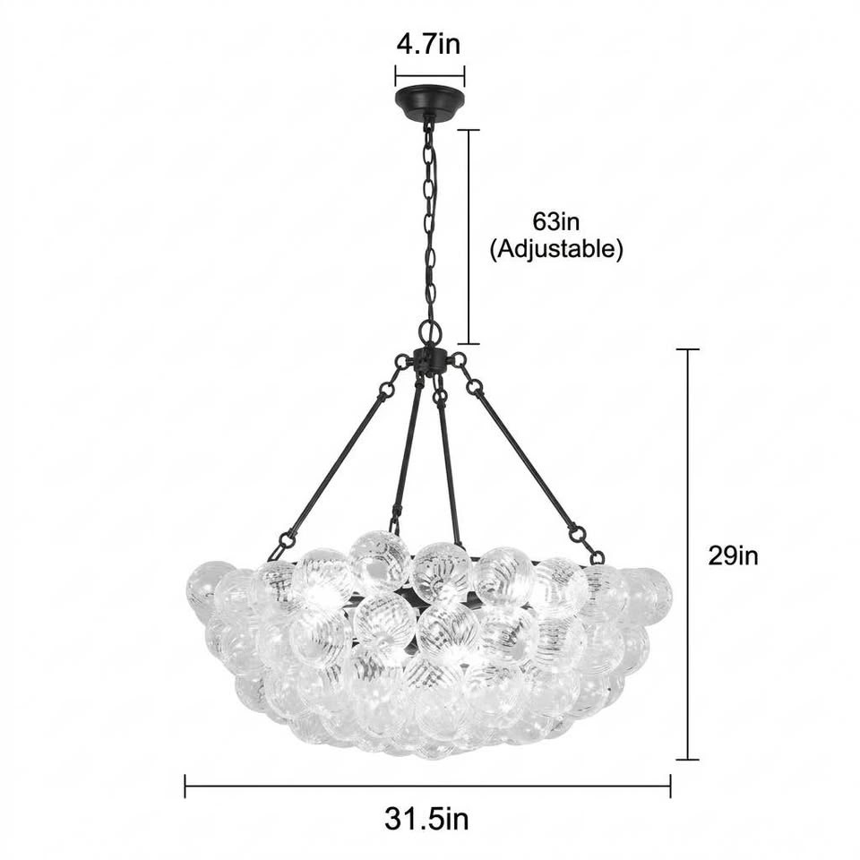 Modern Black Glass Bubble Chandelier - 76 Lights - photo 3