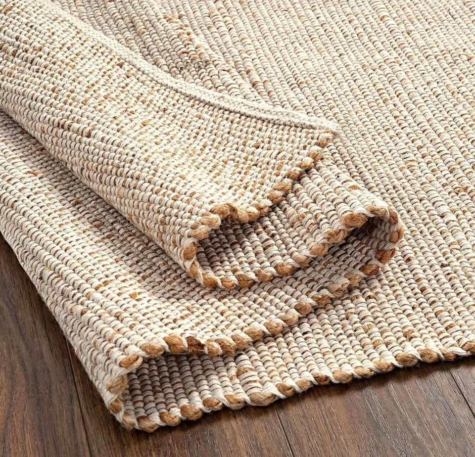 8x10 Hand Woven Jute Cotton Rug - Natural Farmhouse Style
