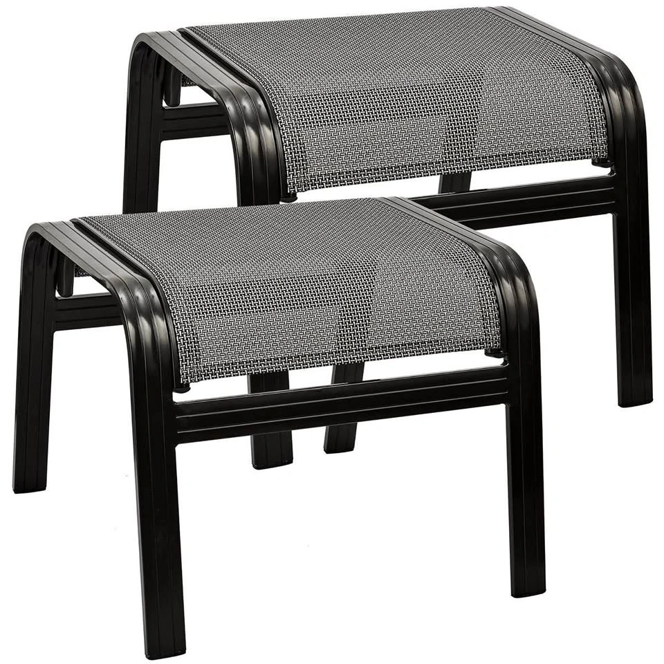 2pc Outdoor Patio Ottoman Footrest Set - Grey (Brand New)
