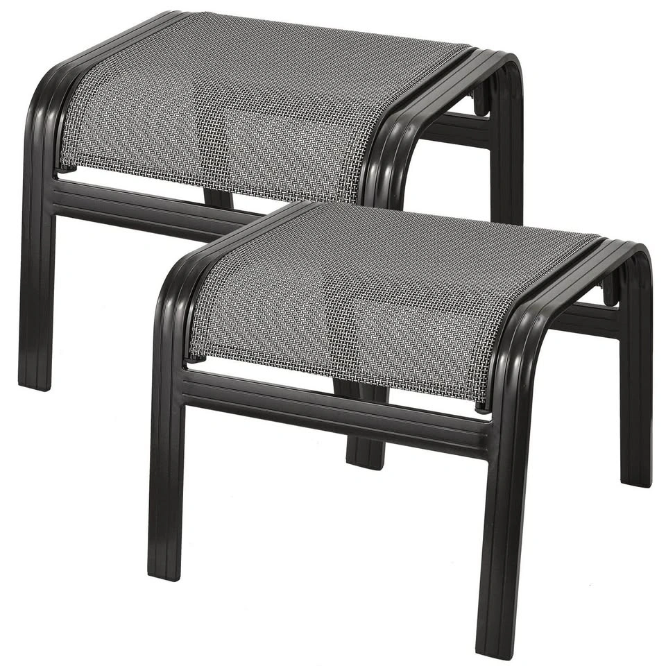 2pc Outdoor Patio Ottoman Footrest Set - Grey (Brand New) - photo 2