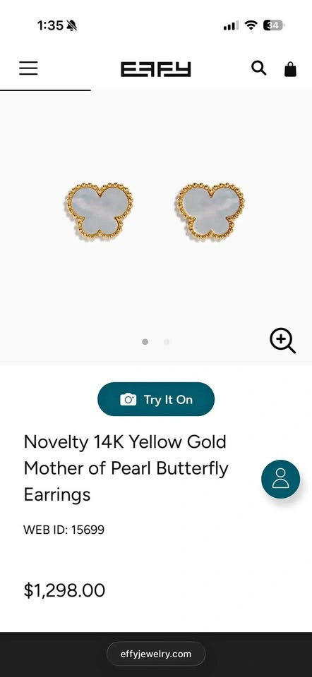 14K Yellow Gold Mother of Pearl Earrings
