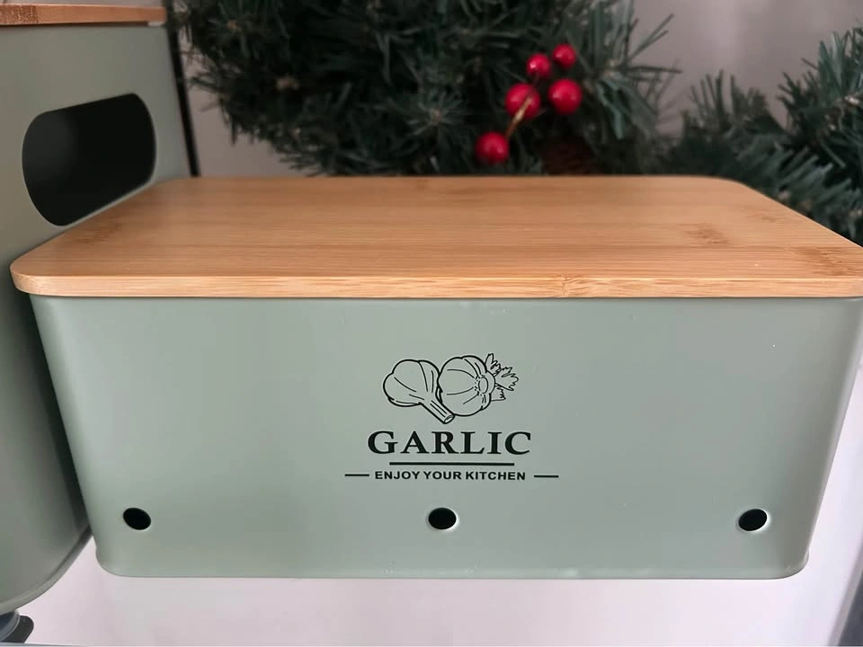 Potato and Garlic Storage Bins with Wooden Lids - photo 2