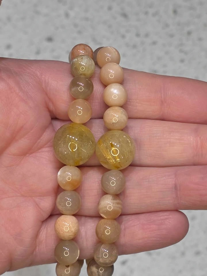 Peach Moonstone & Golden Rutilated Quartz Bracelet - photo 3
