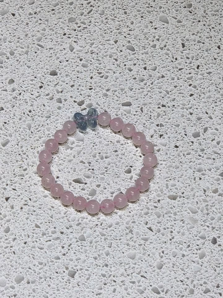 ROSE QUARTZ With AQUAMARINE Bow Bracelet