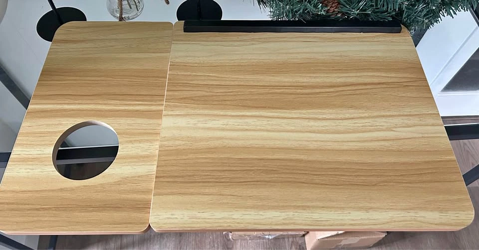 Folding Wood Grain Lap Desk with Cup Holder