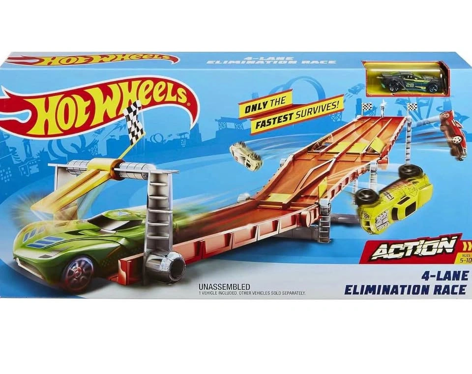 Hot Wheels 4-Lane Elimination Track Set Like New
