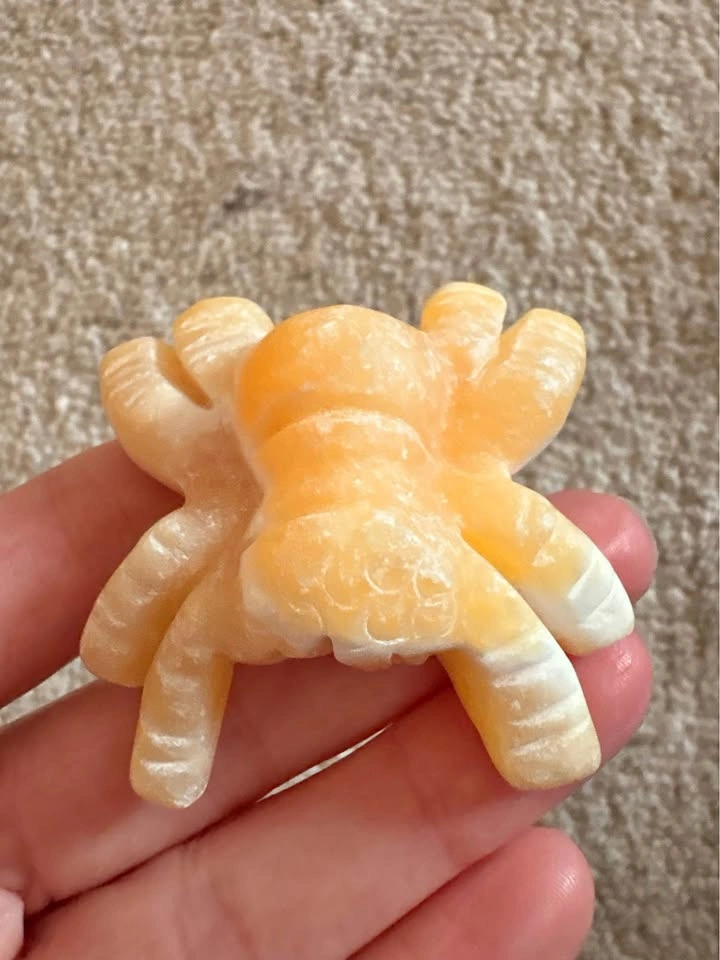 Yellow Calcite Spider Carving