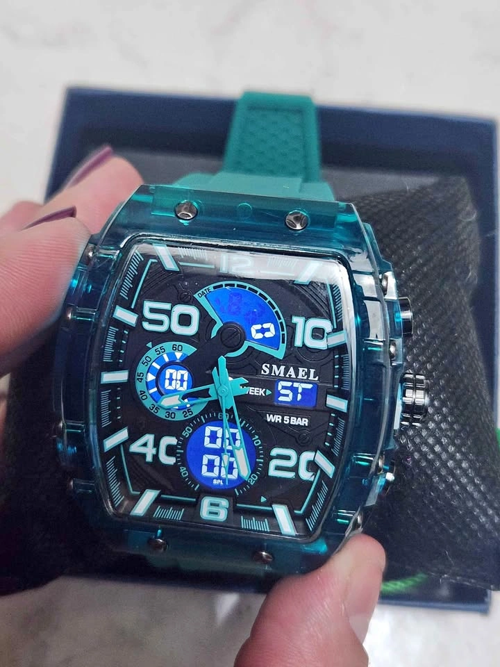 Transparent Blue Teal Sport Watch Water Resistant