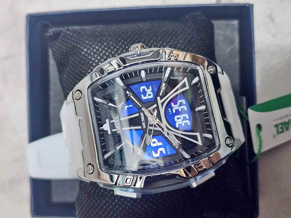 Dual Display Watch White Strap