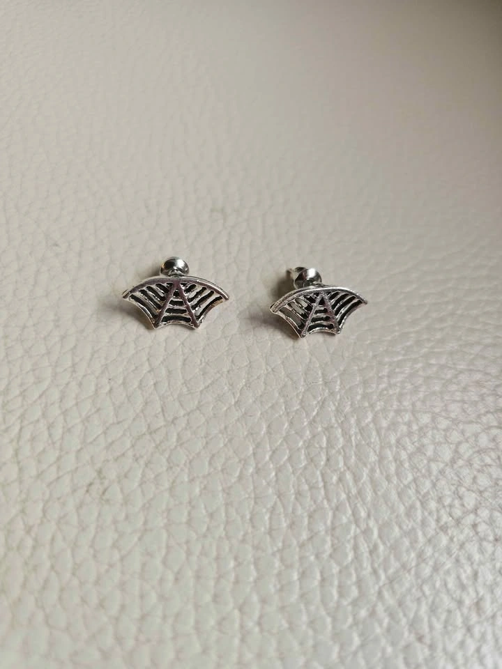 Silver spiderweb stud earrings - photo 2