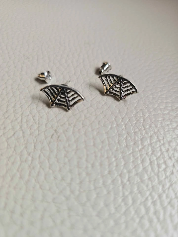 Silver spiderweb stud earrings - photo 3