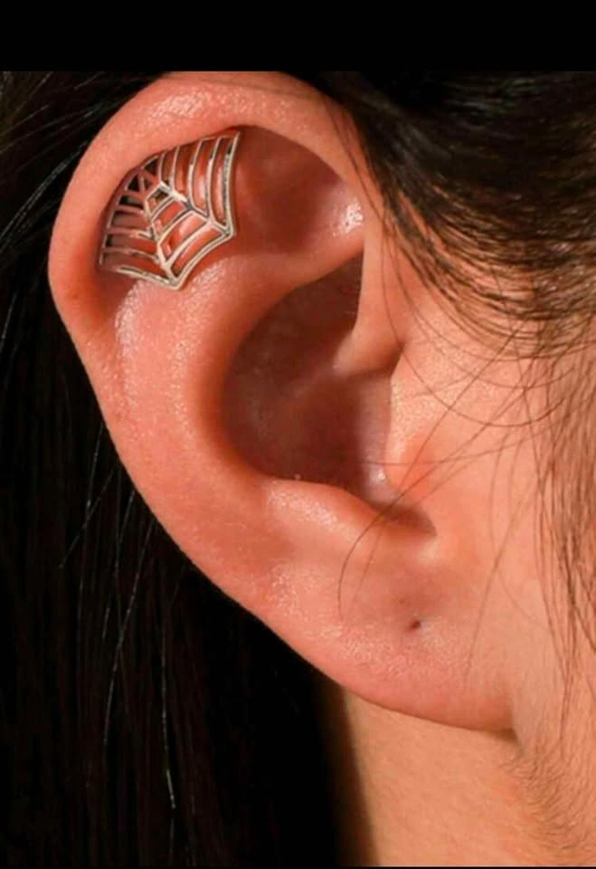Silver spiderweb stud earrings - photo 5
