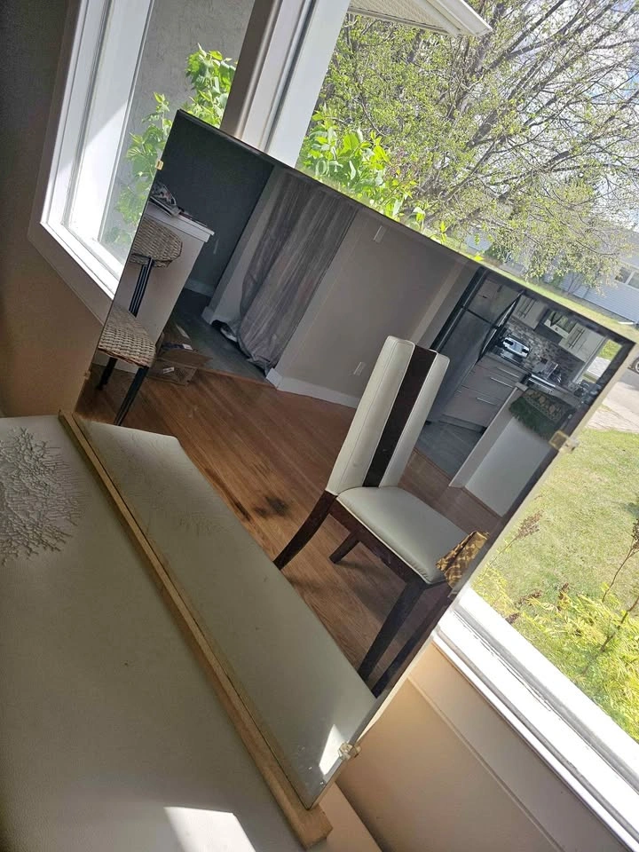Beveled Edge Vanity Mirror with Wood Base