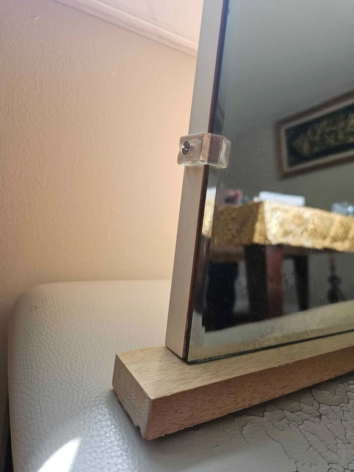 Beveled Edge Vanity Mirror with Wood Base - photo 4