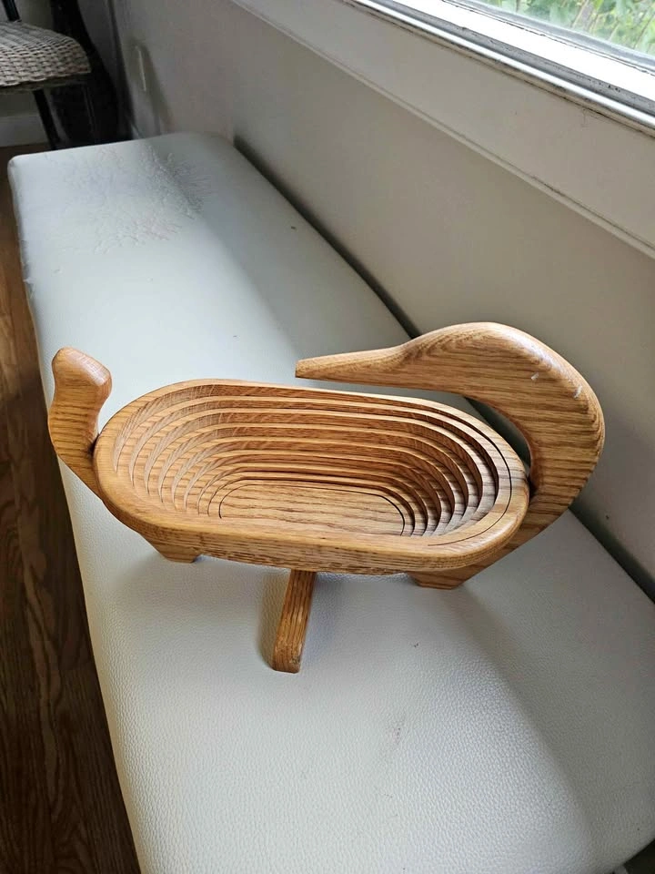 Vintage Collapsible Wooden Swan Basket
