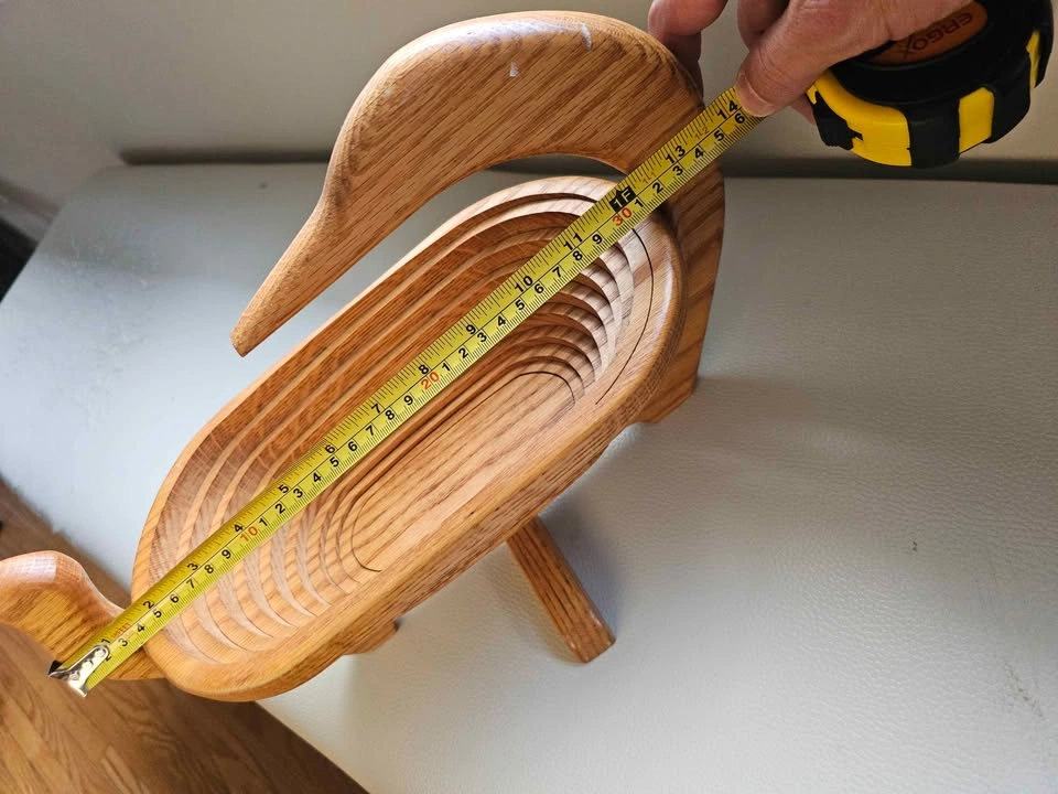 Vintage Collapsible Wooden Swan Basket - photo 4