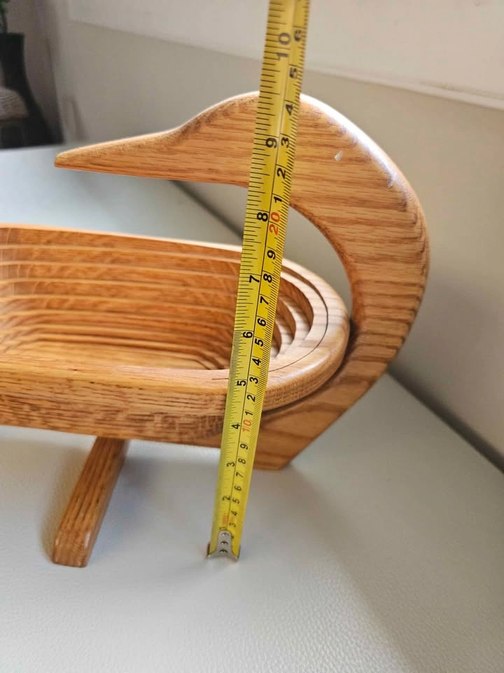 Vintage Collapsible Wooden Swan Basket - photo 5