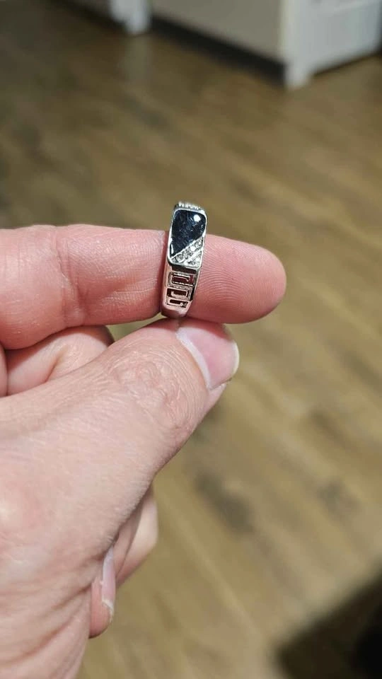 Classic Square Black Gemstone Fashion Men's CZ Ring - photo 2