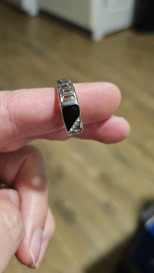 Classic Square Black Gemstone Fashion Men's CZ Ring - photo 3