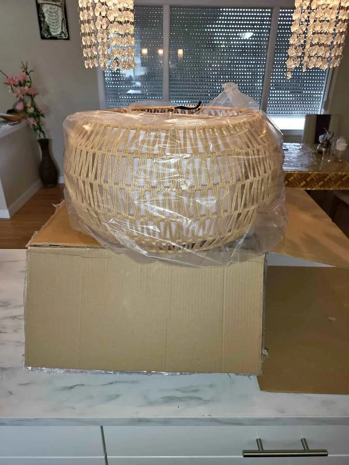 New Natural Rattan 5-Light Chandelier Pendant Light