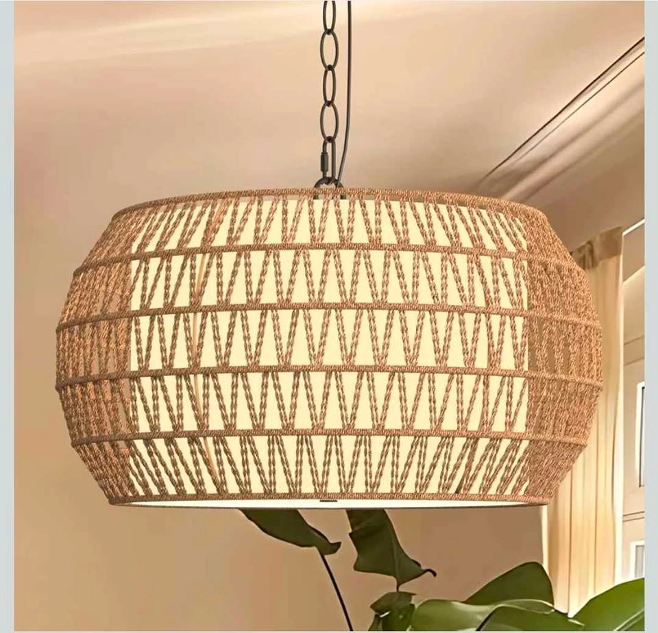 New Natural Rattan 5-Light Chandelier Pendant Light - photo 3
