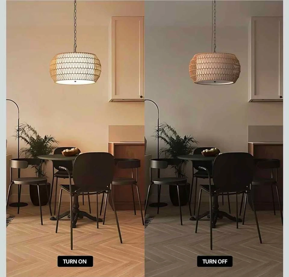 New Natural Rattan 5-Light Chandelier Pendant Light - photo 5