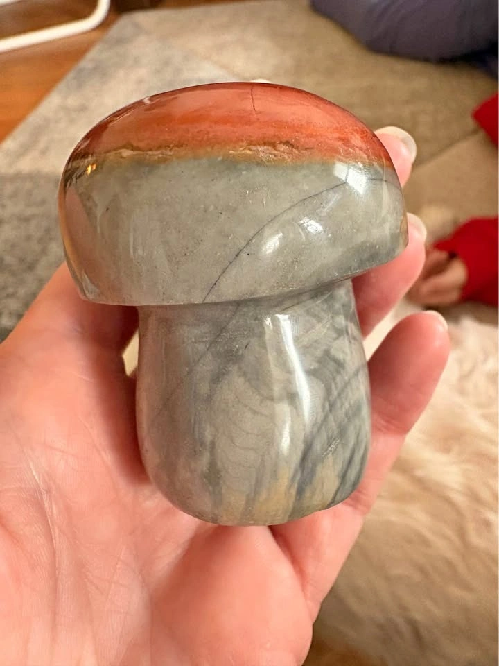 Polychrome Jasper Mushroom Carving