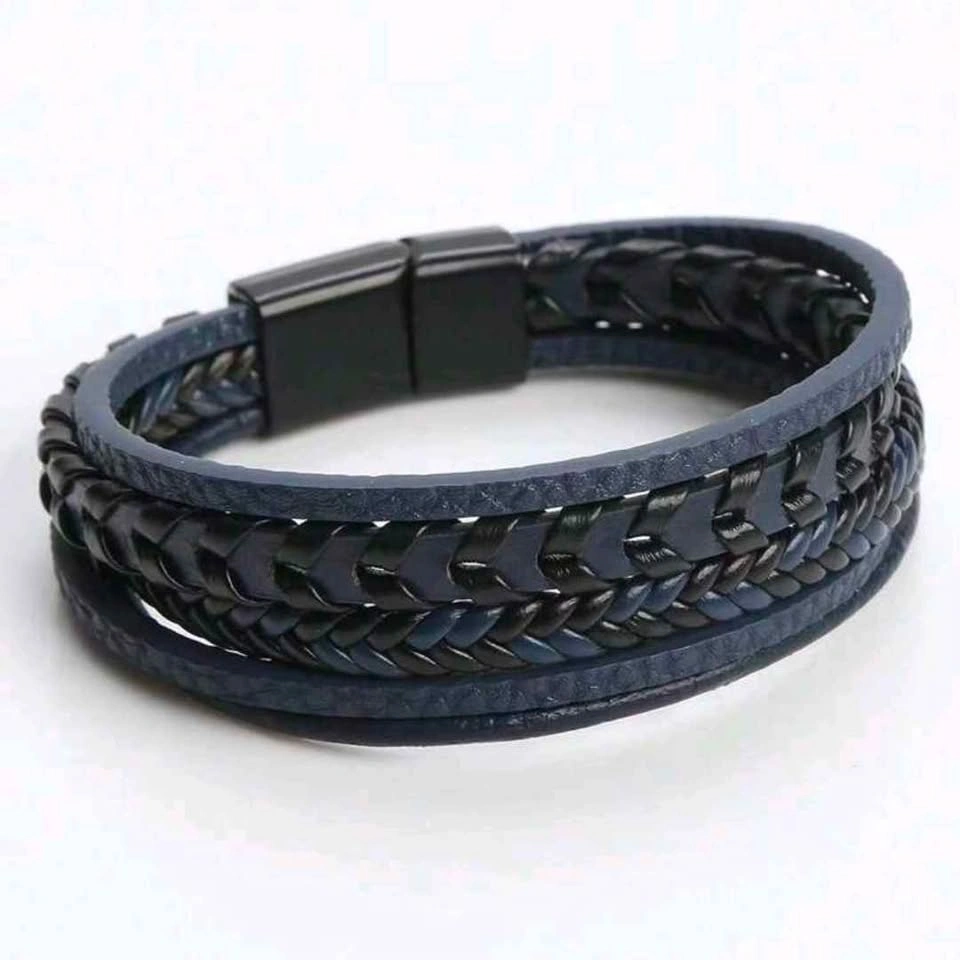 Mens multi layer braided leather bracelet - photo 2
