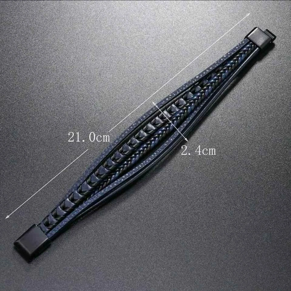 Mens multi layer braided leather bracelet - photo 3