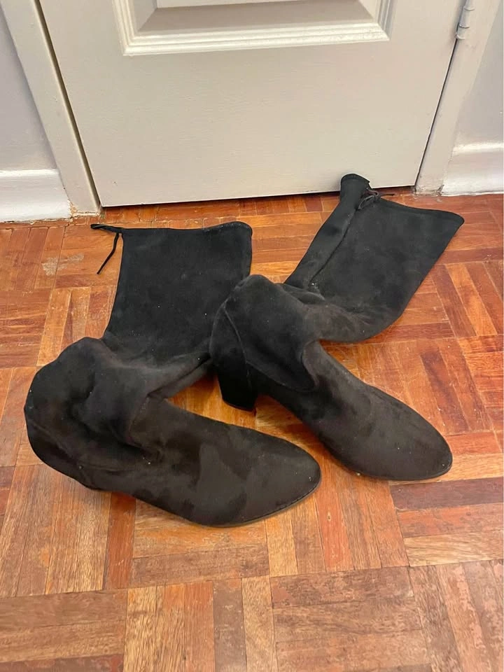 Black Over-The-Knee Block Heel Boots Size 39