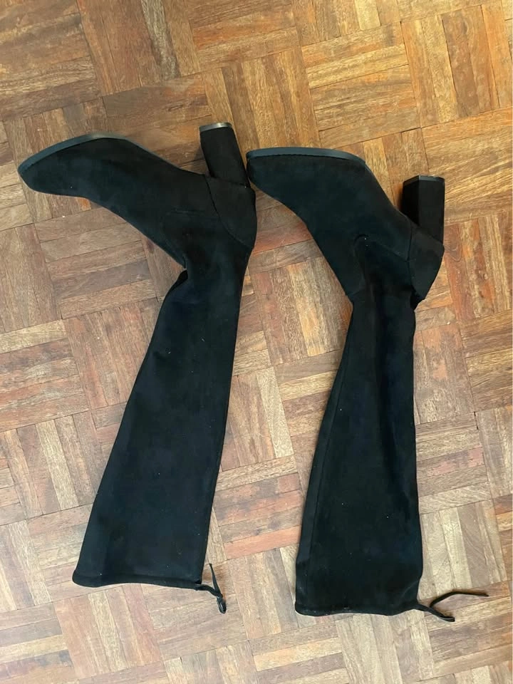 Black Over-The-Knee Block Heel Boots Size 39 - photo 2